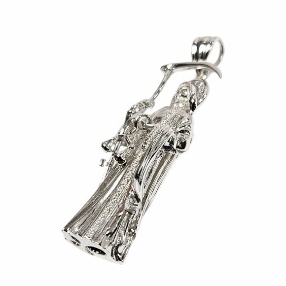 925 Unisex Silver Santa Muerte Pendant - Picture 4 of 7